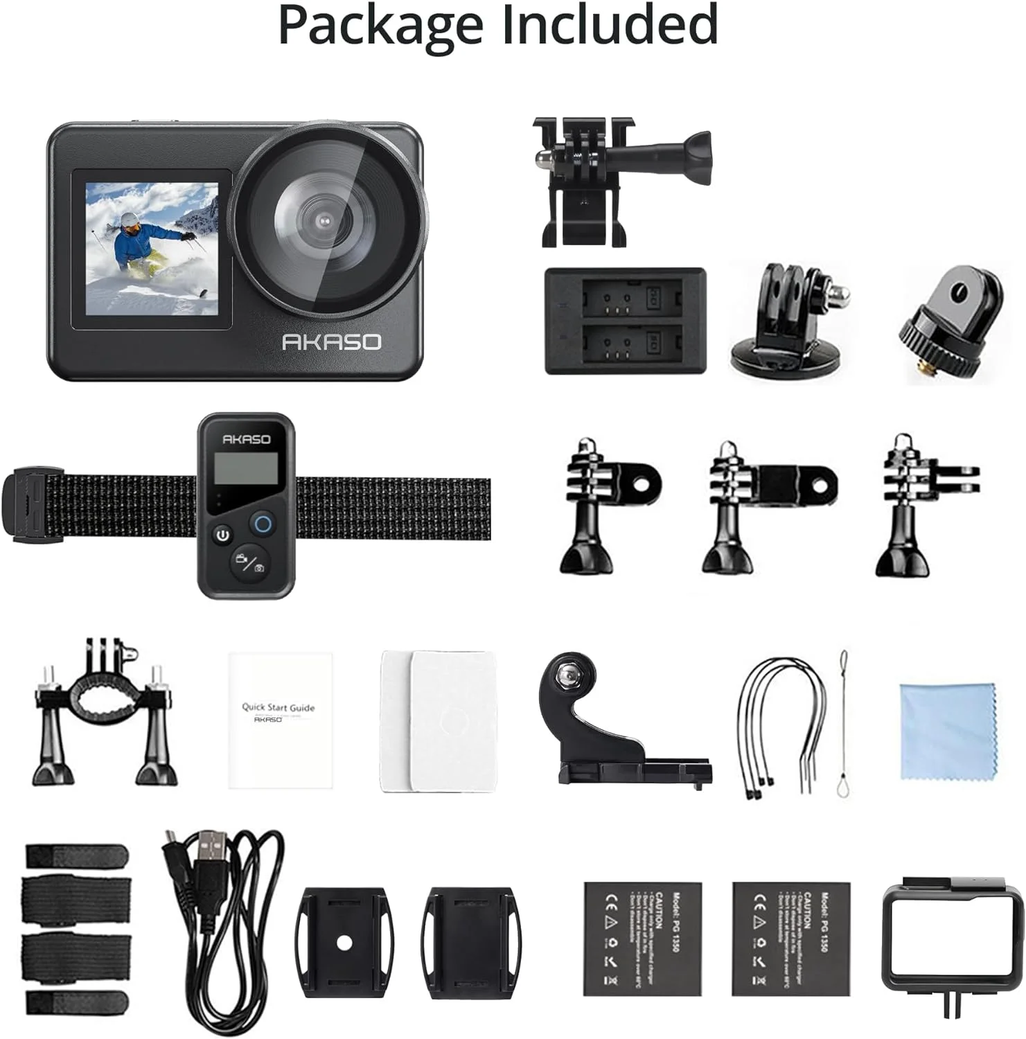 Akaso Brave 7 7 in. 4K30FPS 20MP Wi-Fi Action Camera with Touch Screen IPX8 33FT Water