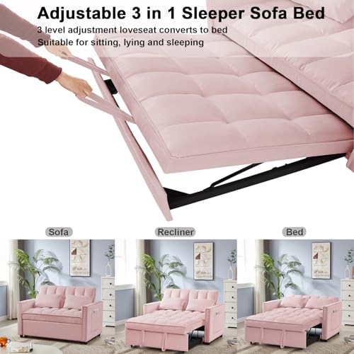 68.11" Corduroy Sleeper Chair Bed with USB Port, Cup Holders & Side Storage Pockets – 3-in-1 Foldable Sofa Bed for Guest Room, Living Room – White