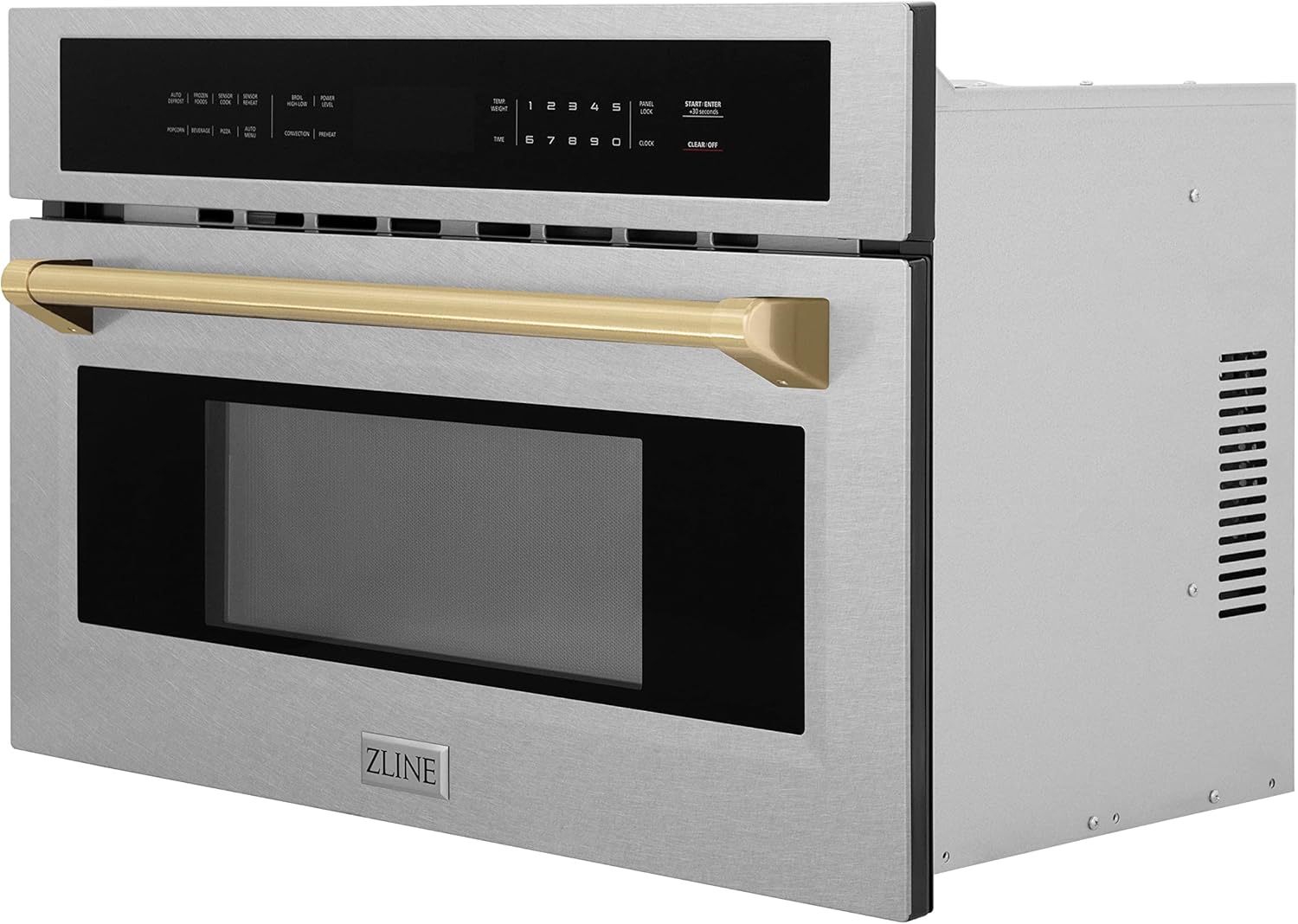 ZLINE Autograph Edition 30” 1.6 cu ft. Built-in Convection Microwave Oven in Fingerprint Resistant Stainless Steel and Champagne Bronze Accents
