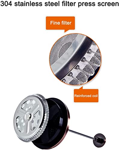 coffee machines French Press Coffee Maker with 3 Filters,304 Durable Stainless Steel Coffee Pot,Heat Resistant Borosilicate Glass Coffee Press