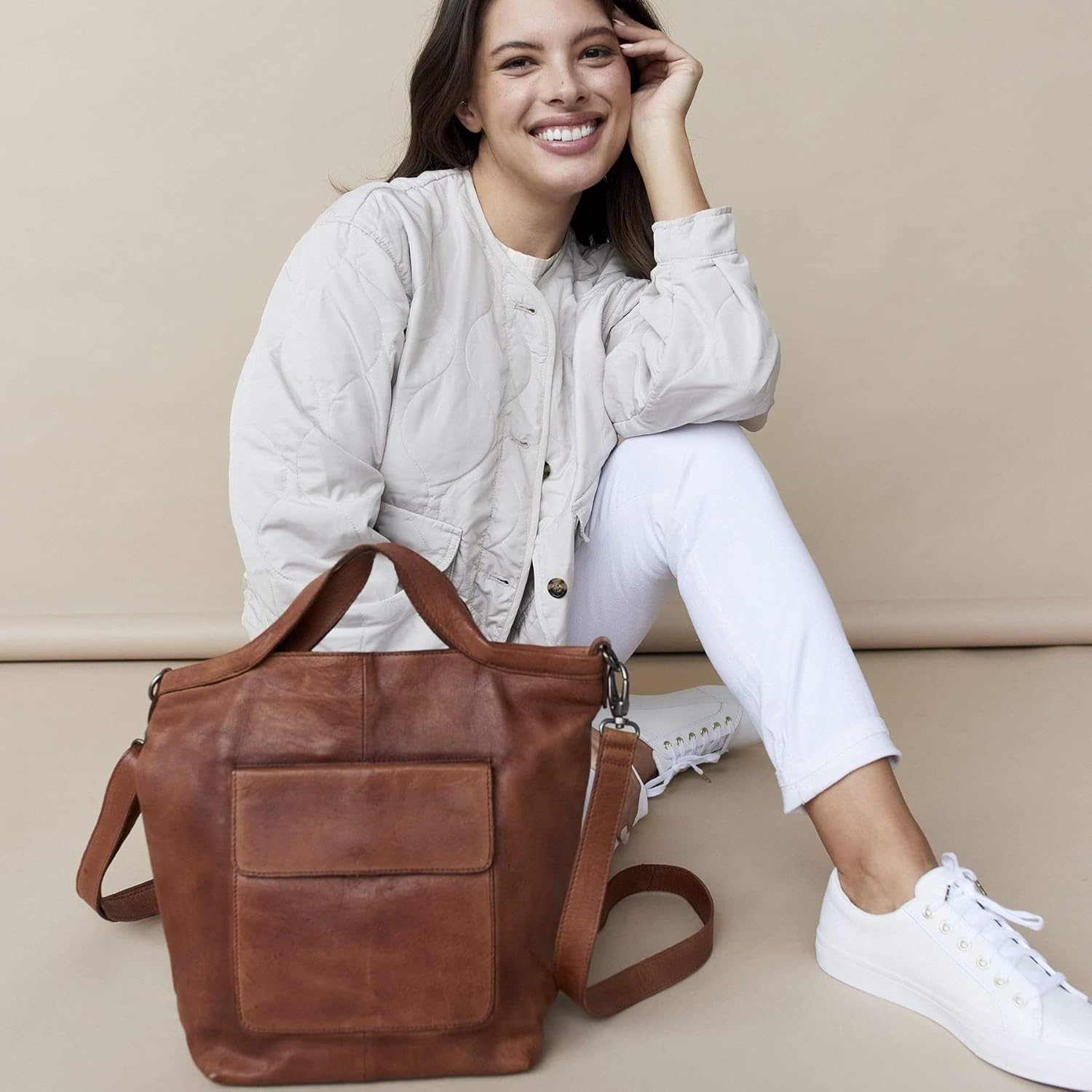 Latico Leathers Bianca Leather Tote Bag for Women (Cognac) - Made From 100% Authentic Leather Handcrafted by Artisans
