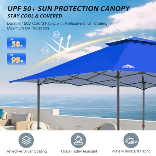 EAGLE PEAK 13x13 Straight Leg Pop Up Canopy Tent Instant Outdoor Canopy Easy Single Person Set up Folding Shelter w/Auto Extending Eaves 169 Square