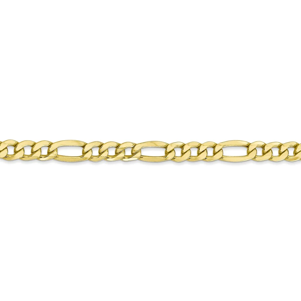 Leslie's Real 10kt Yellow Gold 5.35mm Semi-Solid Figaro Chain; 20 inch; Lobster Clasp; for Adults and Teens; for Women and Men