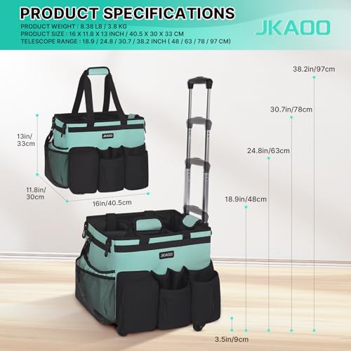 Large Rolling Cleaning Caddy Bag with Detachable Trolley, Waterproof Cleaning Caddy on Wheels for Housekeepers