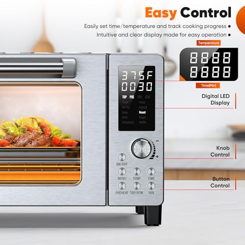 Nuwave Bravo Pro Smart 21QT Toaster Oven Air Fryer Combo, Convection Oven Countertop, 10 functions all in 1, with even & quick crisp technology