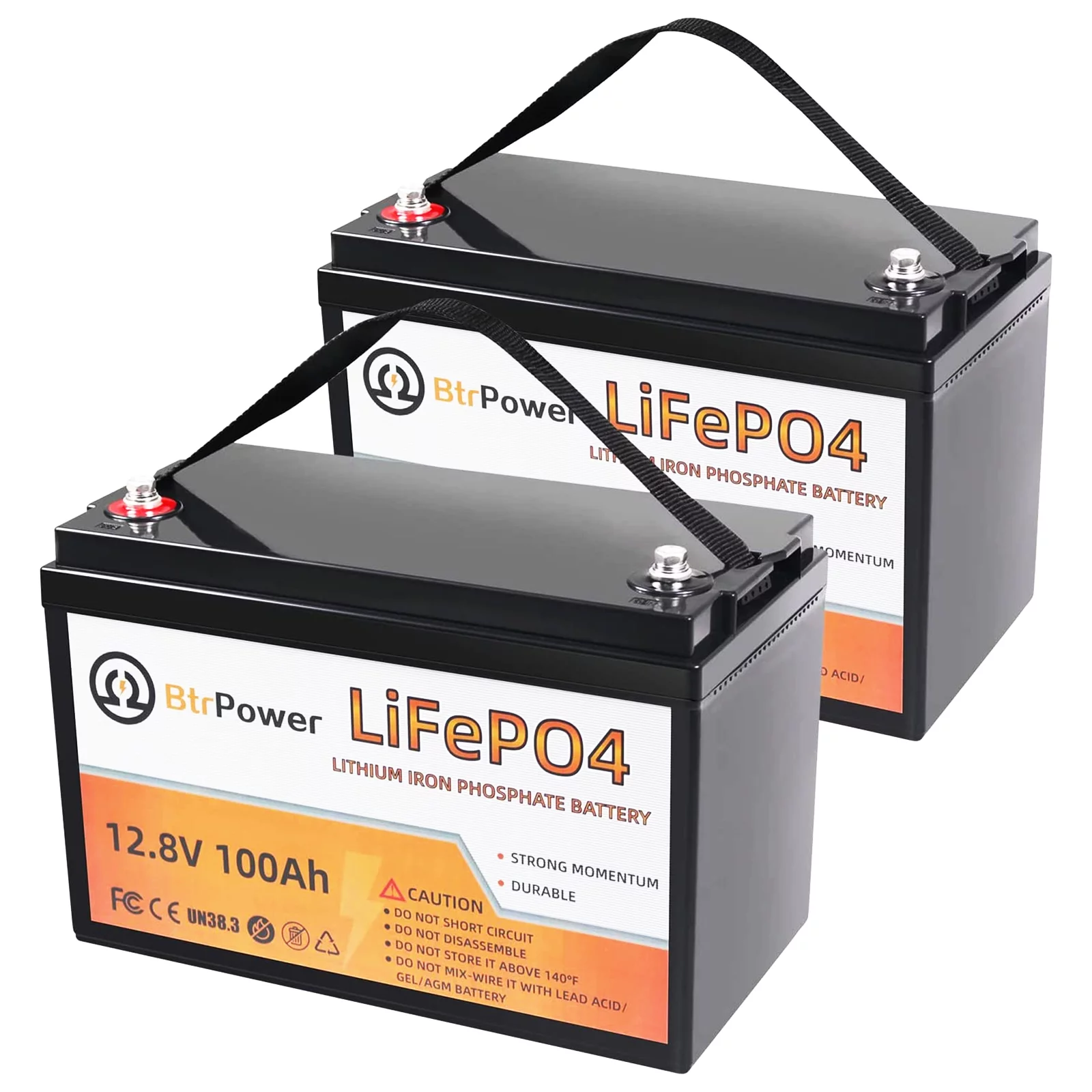 2 Pack 12V 100Ah LiFePO4 Lithium Deep Cycle Rechargeable Battery Pack Built-in 100A BMS 5000-7000 Cycles Perfect for RV Solar Marine Overland