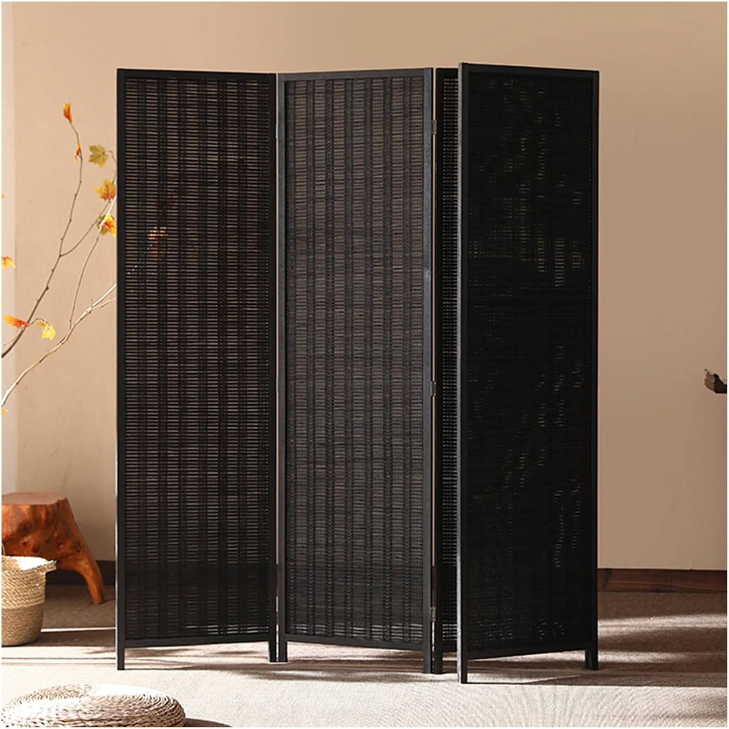 Room Privacy Screen Divider 4 Panel Screen Room Divider, Portable Black Seperating Wall for Bedroom/Office/Hotel Room/Study/Privacy Partition