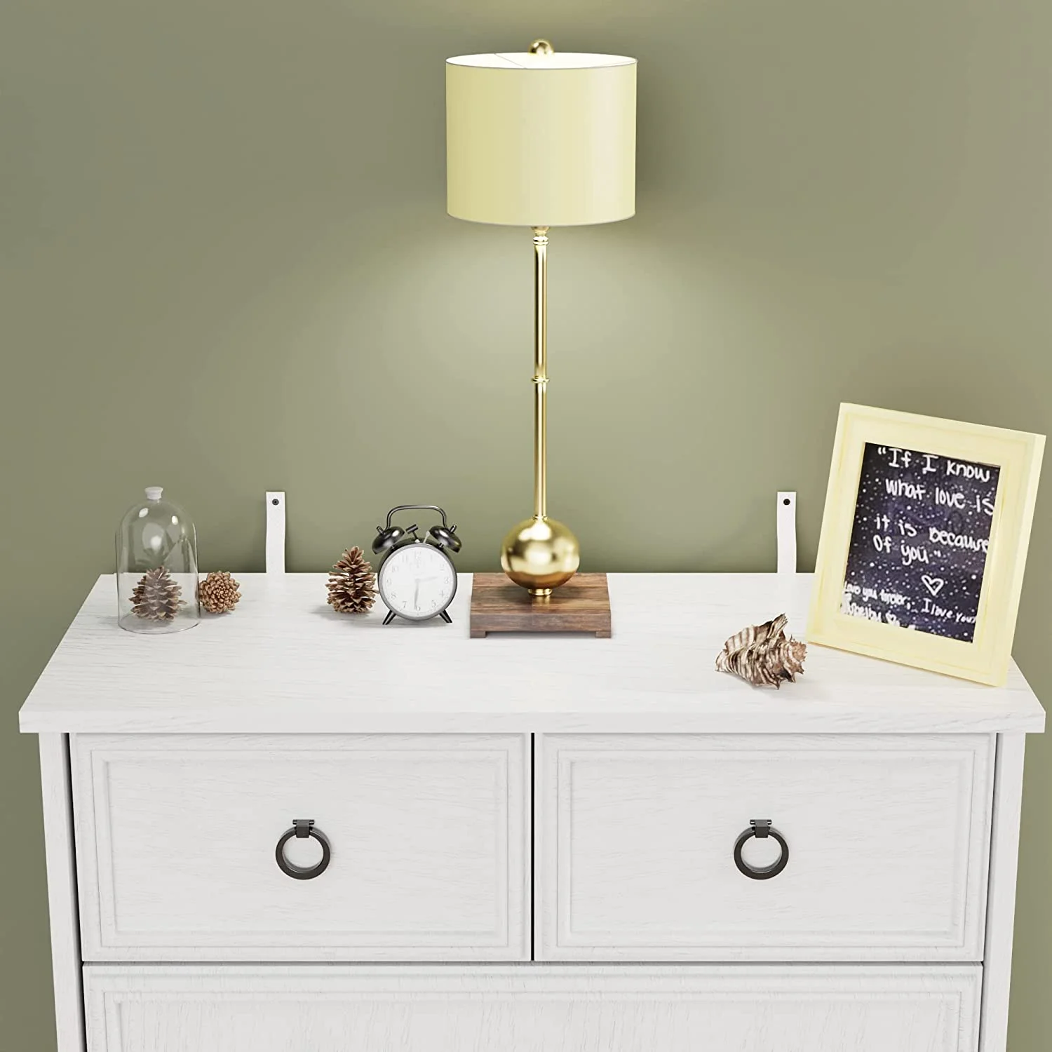 6 Drawer Dresser, White Wood Chest of Drawers Dressers for Bedroom, Living Room