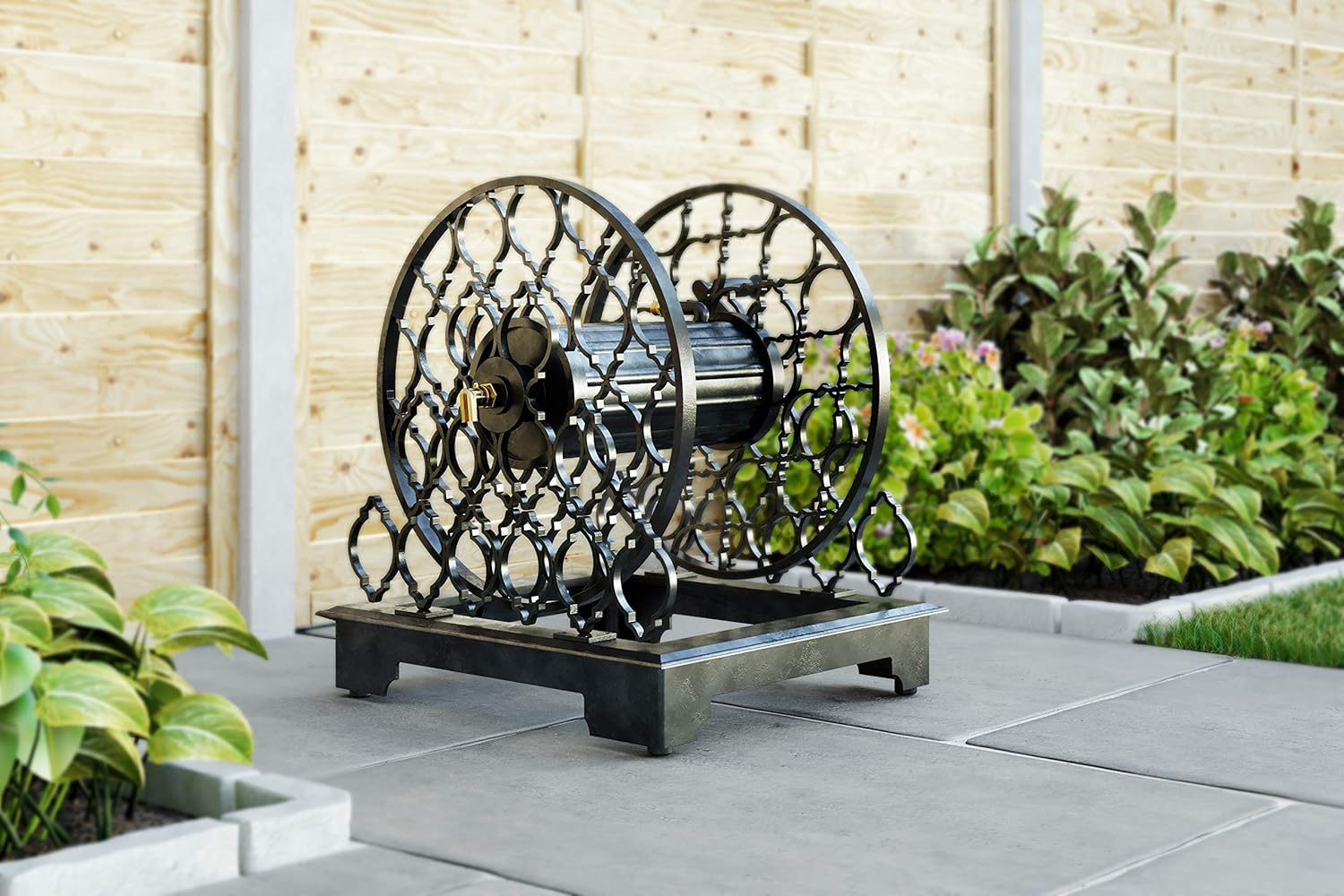Lush Landscapes Metal Ornamental Trellis Hose Reel