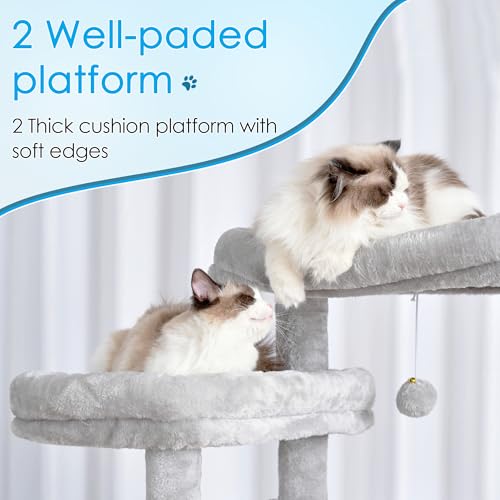 Hey-brother Cat Tree, 74 inches Multi-Level XL Large Cat Tower for Indoor Cats with Three Cat Condos