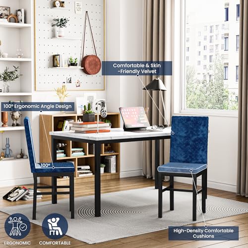 Recaceik Dining Table Set for 6, Faux Marble 7 Piece Dining Table Set with Chairs