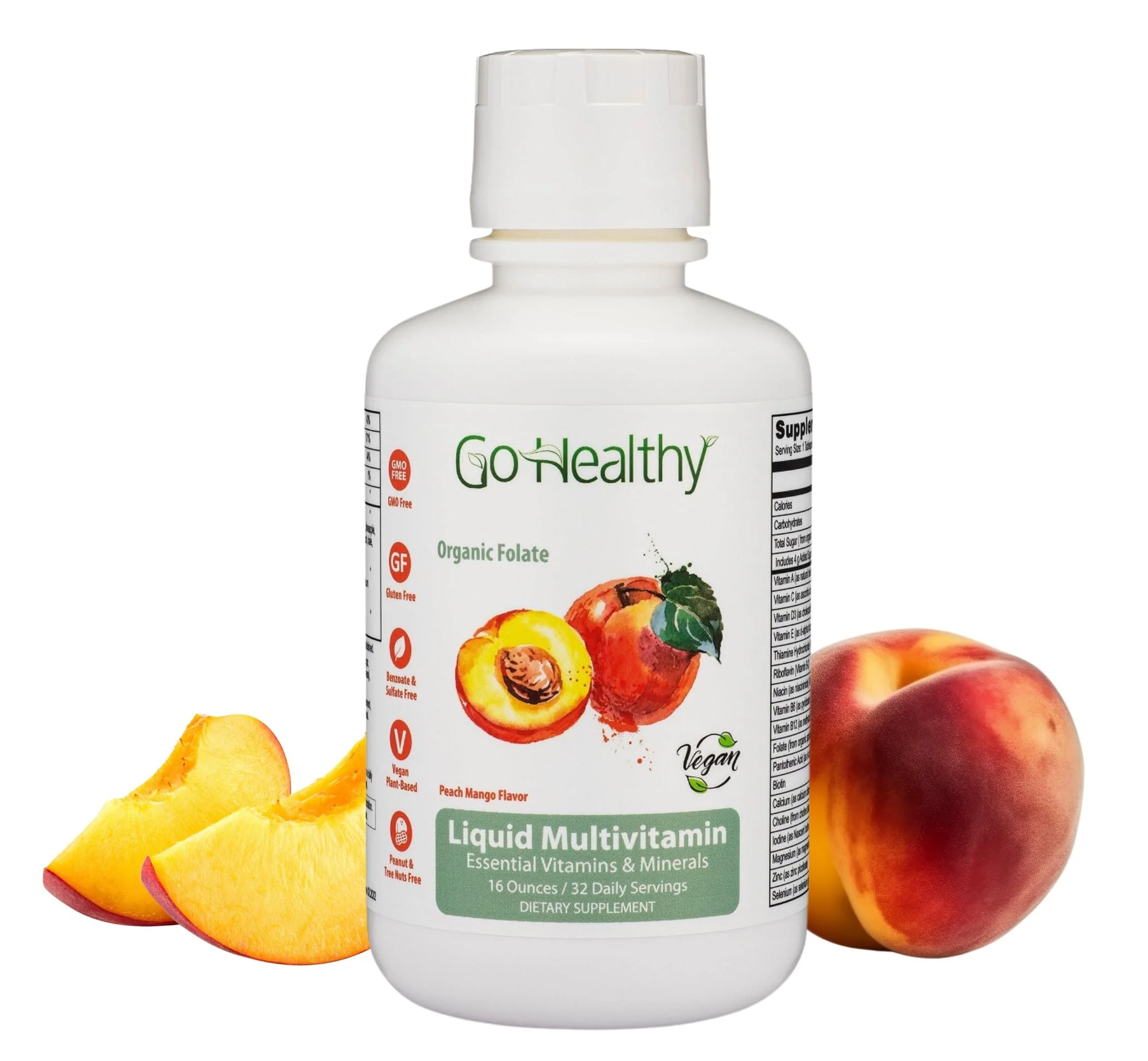Go Healthy Multivitamin for Women, Men, Teens - Vegan Liquid Immune Support Supplement, Organic Folate, Liquid Vitamins & Minerals