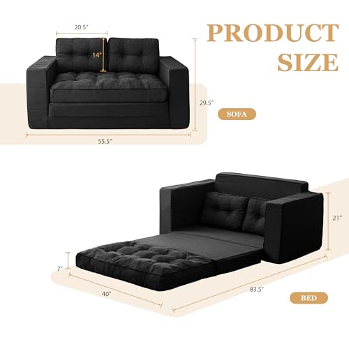 YOSHOOT Loveseat Sleeper Sofa,55" Convertible Sofa Bed Couch Futon Couches for Living Room