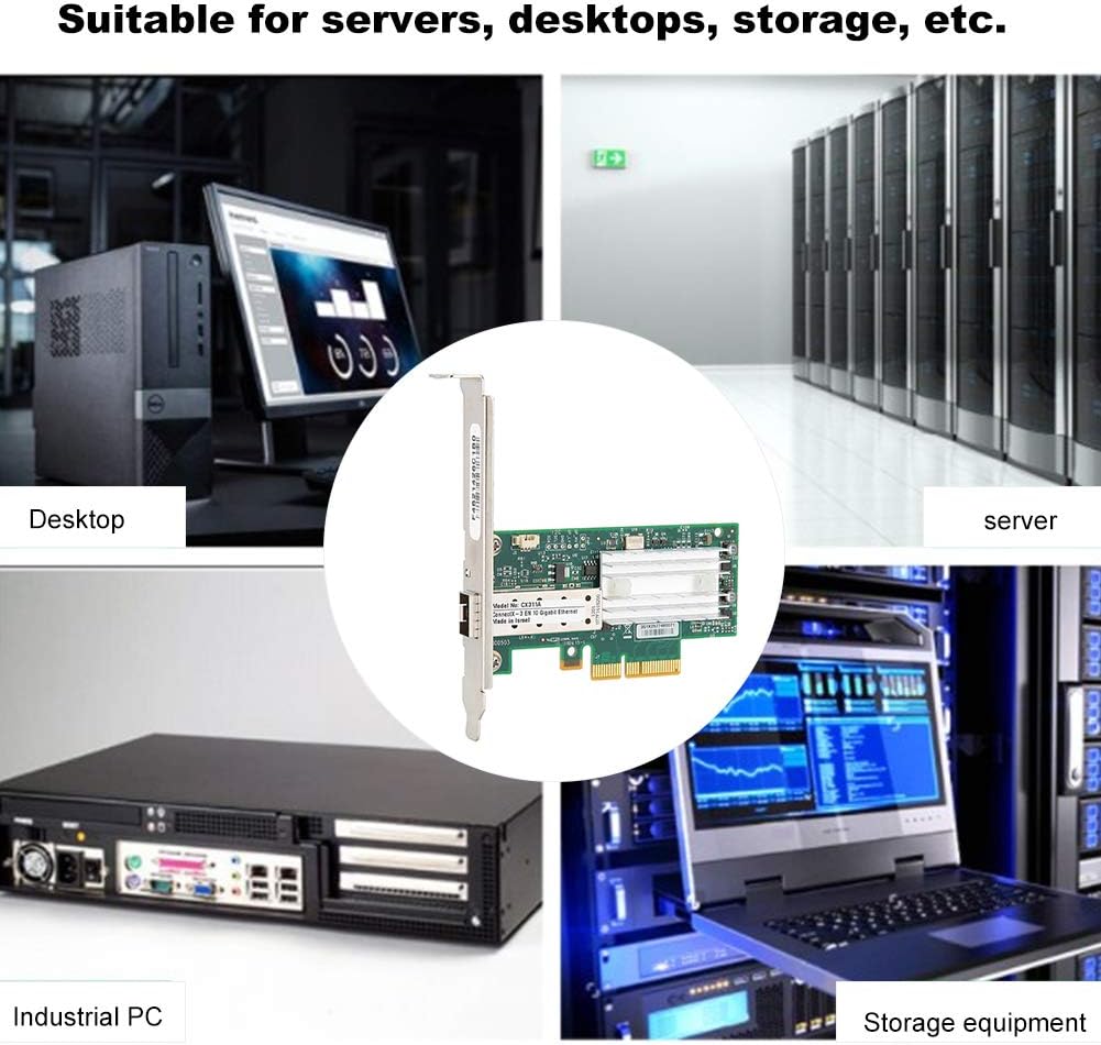 Universal Network Card, SFP Fiber Optic Interface 10 Gigabit Network Card, PCI-EX4 X8 X16 High Speed Fiber LC Multifunctional Network Adapter