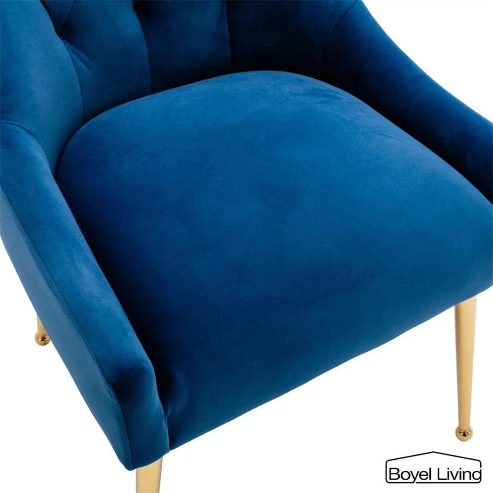 Boyel Living Dining Chair Set of 2 Velvet Upholstered with Gold Legs, Mid Century Modern Accent Chair for Bedroom, Living Room, Dining Room
