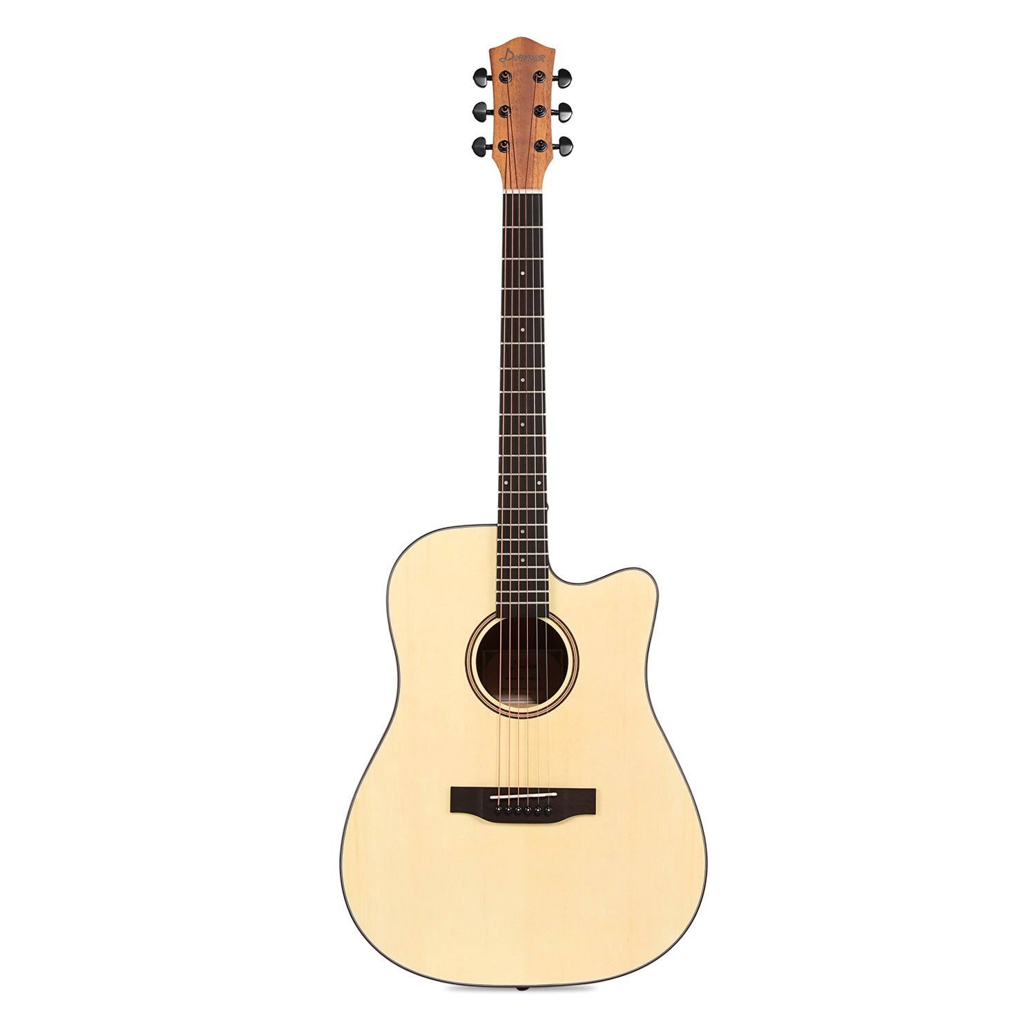 Donner DAG-1C Beginner Acoustic Guitar Full size, 41x22 Cutaway Guitar Bundle with Gig Bag Tuner Capo Picks Strap String