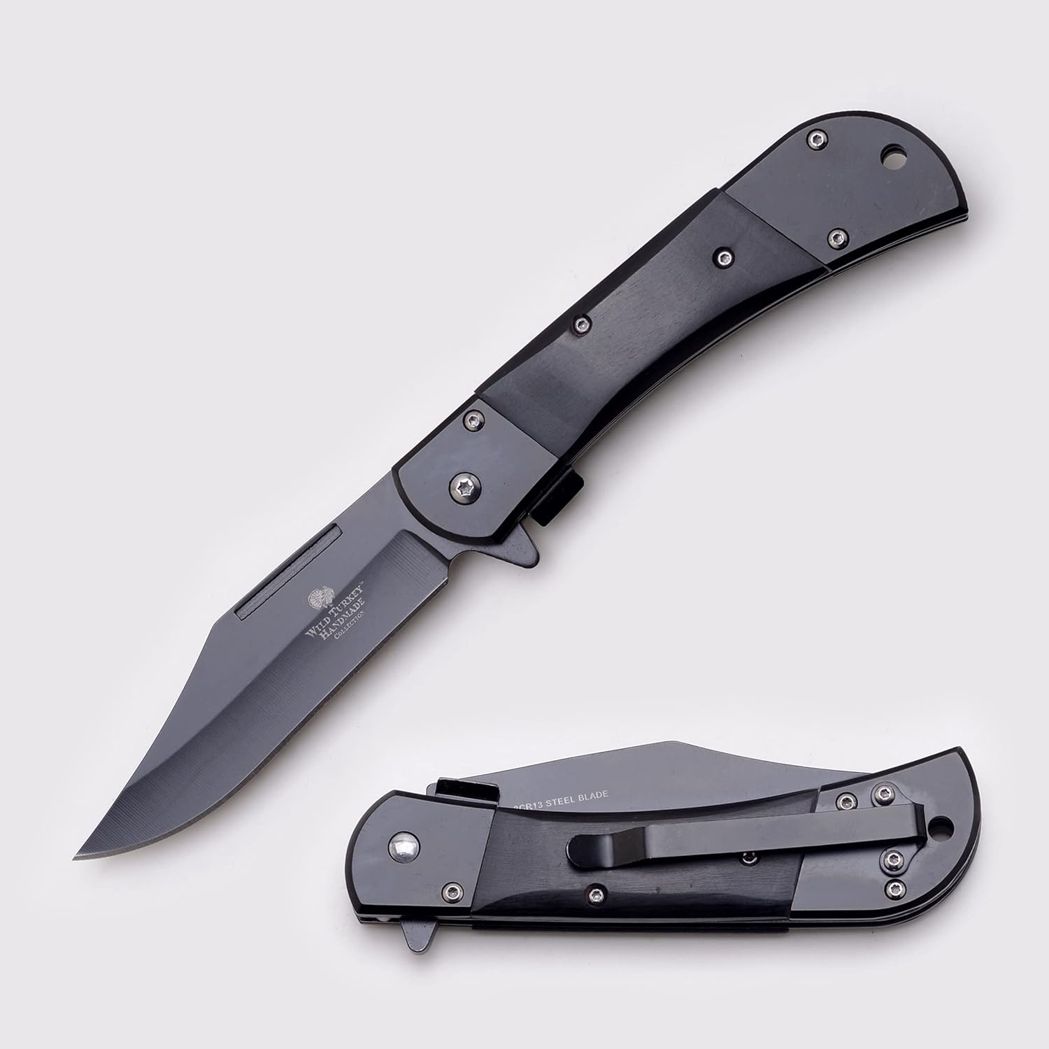 Wild Turkey Handmade Smooth Handle Folding Pocket Knife Hiking Camping Fishing - Razor Sharp Blade