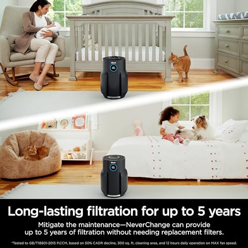 Shark NeverChange Air Purifier for Bedroom, Home, Office with HEPA Filter, Covers Up To 650 sq ft, Removes Dust and Smoke, HP152