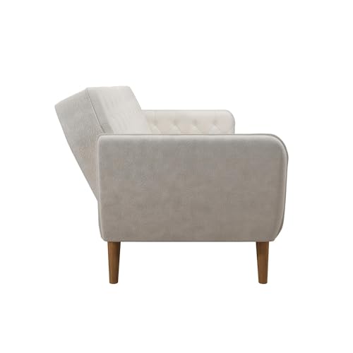 Novogratz Tallulah Memory Foam Futon, Convertible Couch, Camel Faux Leather