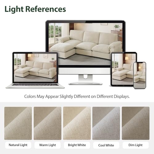 Cloud Couch Sectional for Living Room L Shaped Couch Modular Sectional Sofa Chenille Fabric for Apartment Ivory Beige