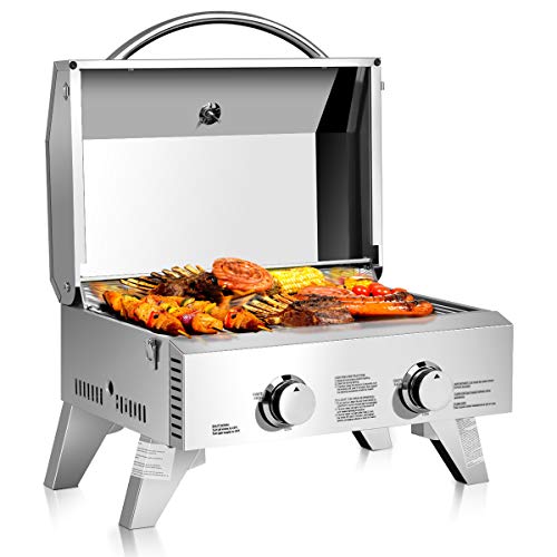 Giantex Propane Gas Grill with Main Burners, Stainless Steel Heavy-Duty BBQ Grill for Backyard Party Outdoor Cooking