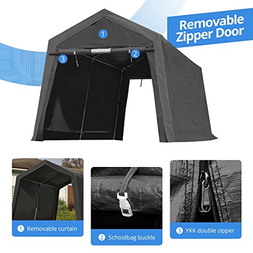 ADVANCE OUTDOOR 10x10 ft Heavy Duty Outdoor Patio Portable Canopy Storage Shelter Shed Carport with 2 Roll up Zipper Doors & Vents for Snowmobile