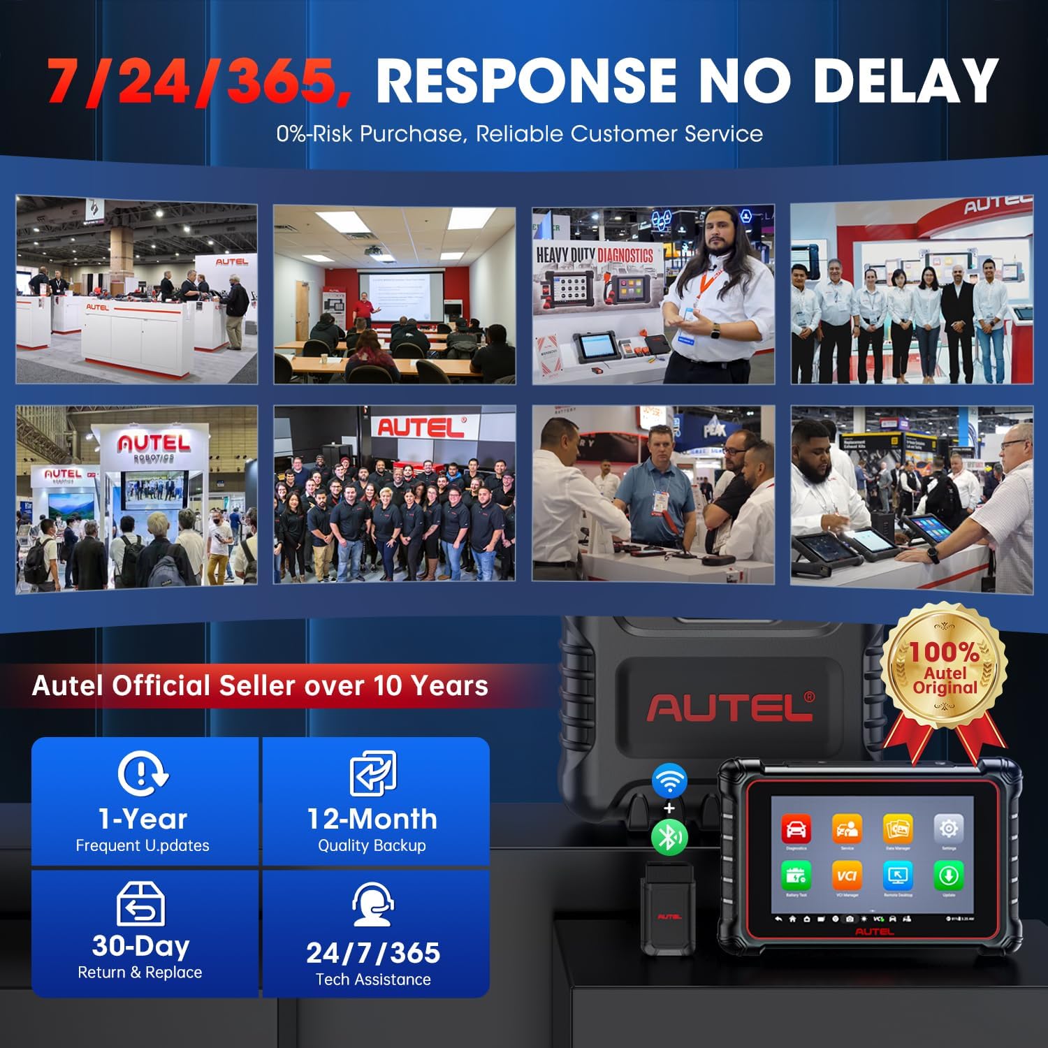 Autel Scanner MaxiCOM MK900-BT MK900BT: 2024 BT Ver. of MK900 MX900, 8in Up of MK808S MK808BT PRO MX808S MK808Z MS906
