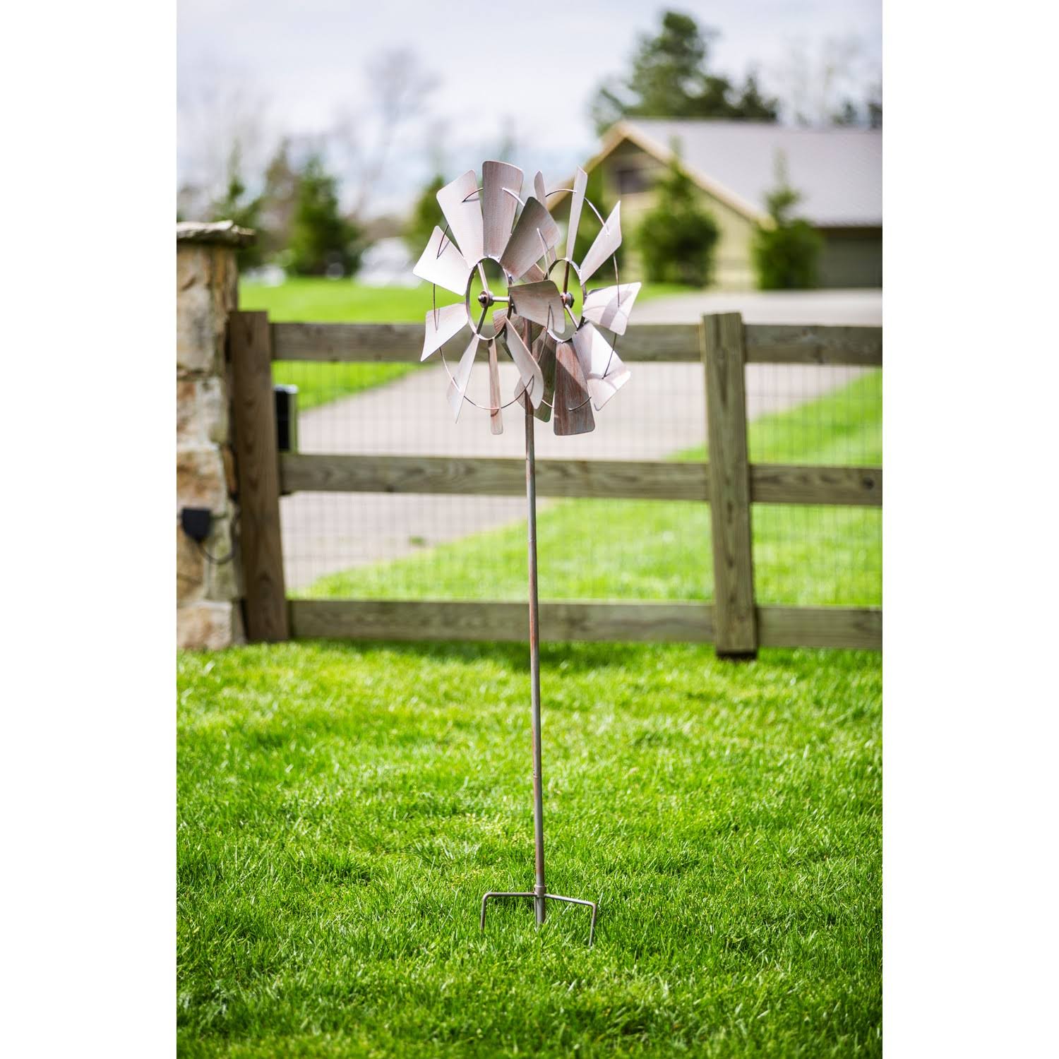 Evergreen 72x22H Wind Spinner, Galvanized Windmill