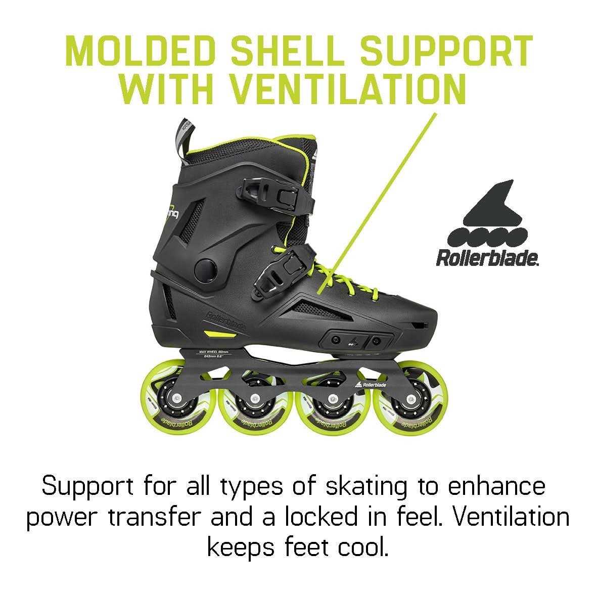 Rollerblade Lightning Black/Lime Inline Skates - Sports Supplies Online Store