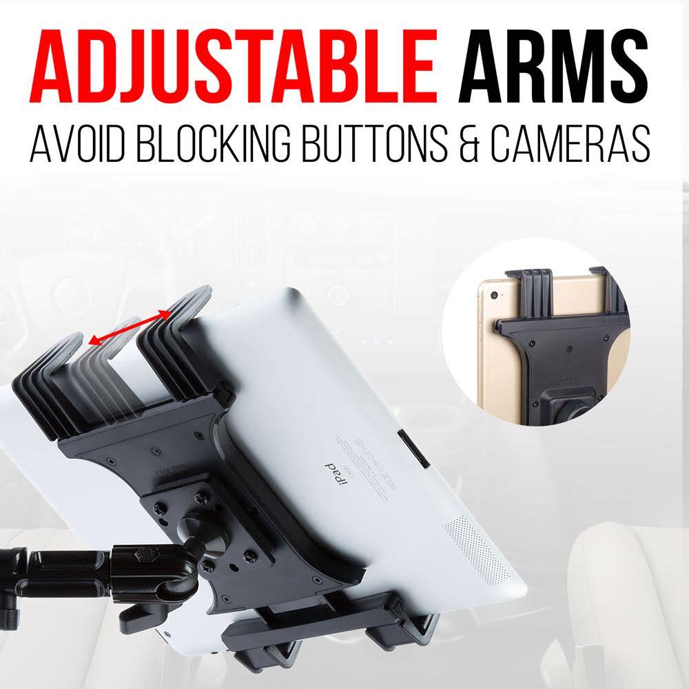 Tablet Cup Holder Mount for Car or Truck - by Tackform [ Enduro Series ] Heavy Duty ELD Mount - Aluminum 3-Way Adjustable Arm wi