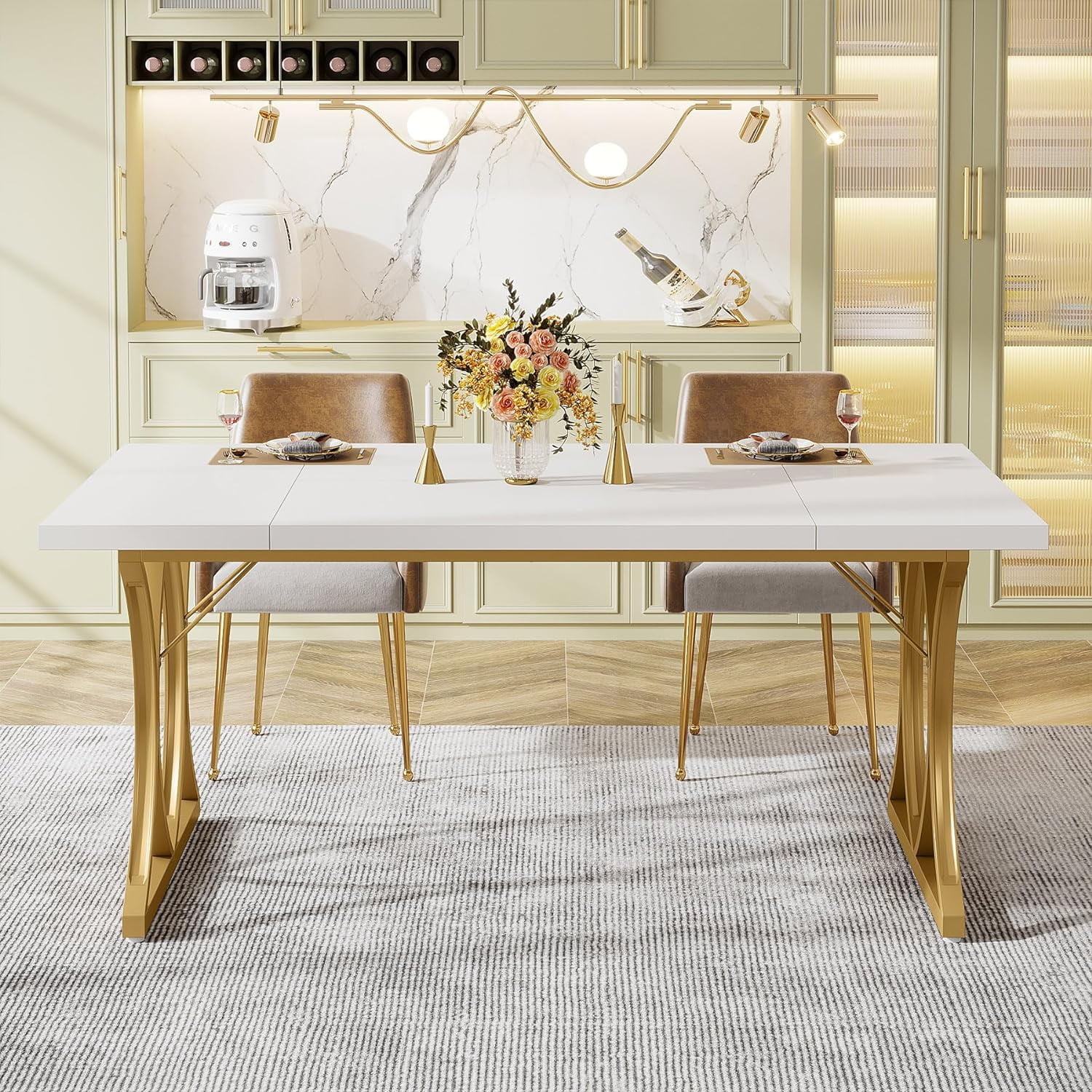 62.9 Inch Dining Table for 4-6 People,Kitchen Table Dinner Table for Dinning Room Kitchen