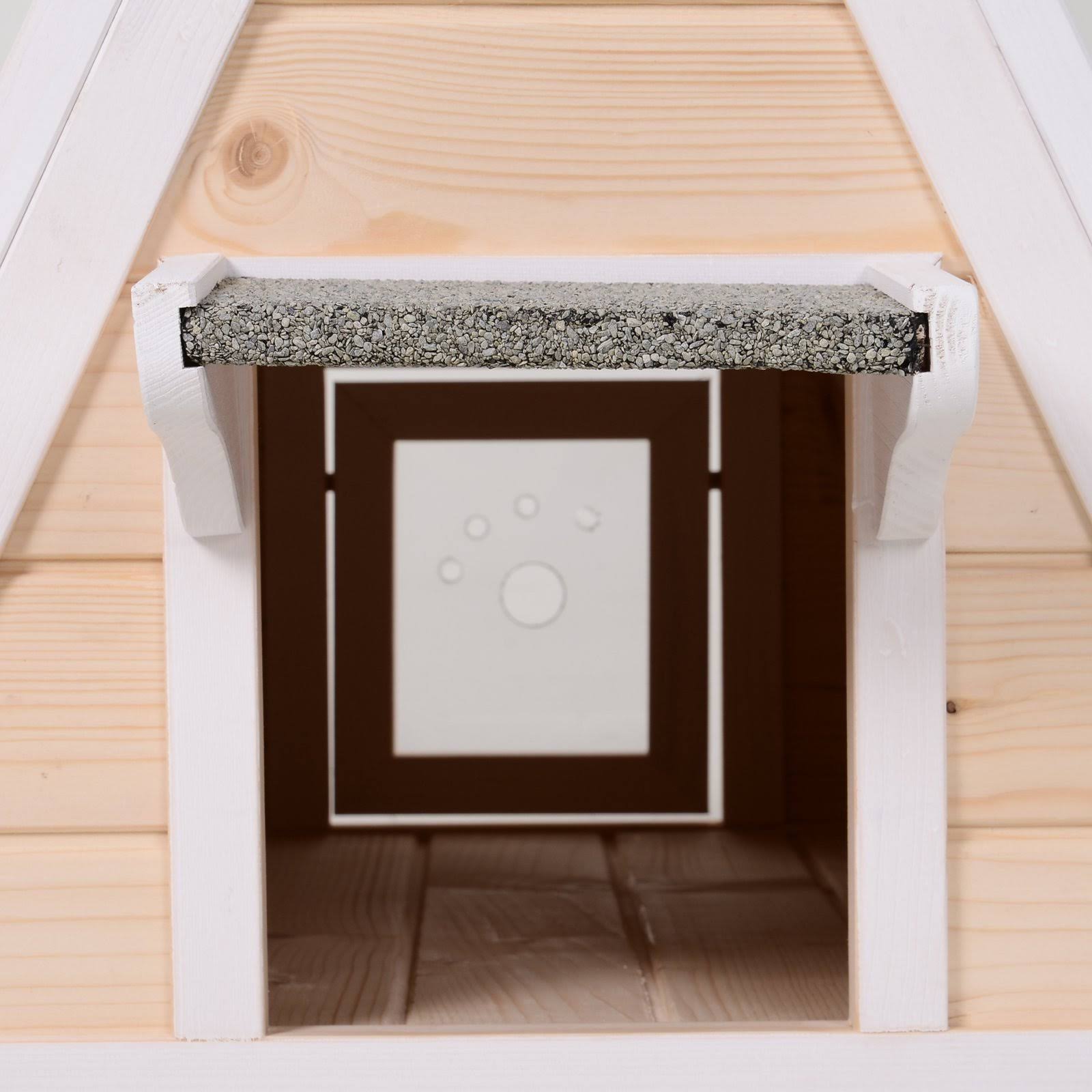 Pawhut 21x22 Solid Wood Cat Condo Natural Water Proof Outdoor Pet Shelter Small House - Natural