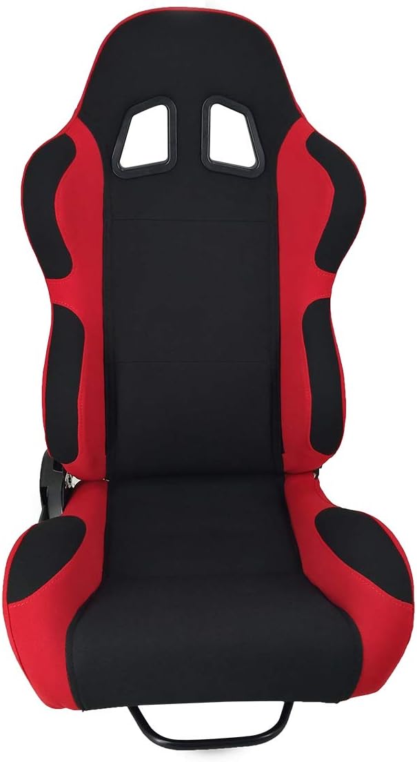 Parts-Diyer Racing Bucket Seats for Car Pair of Single Regulator Double Slide Track Race Car Seats Black Red Racing Seats