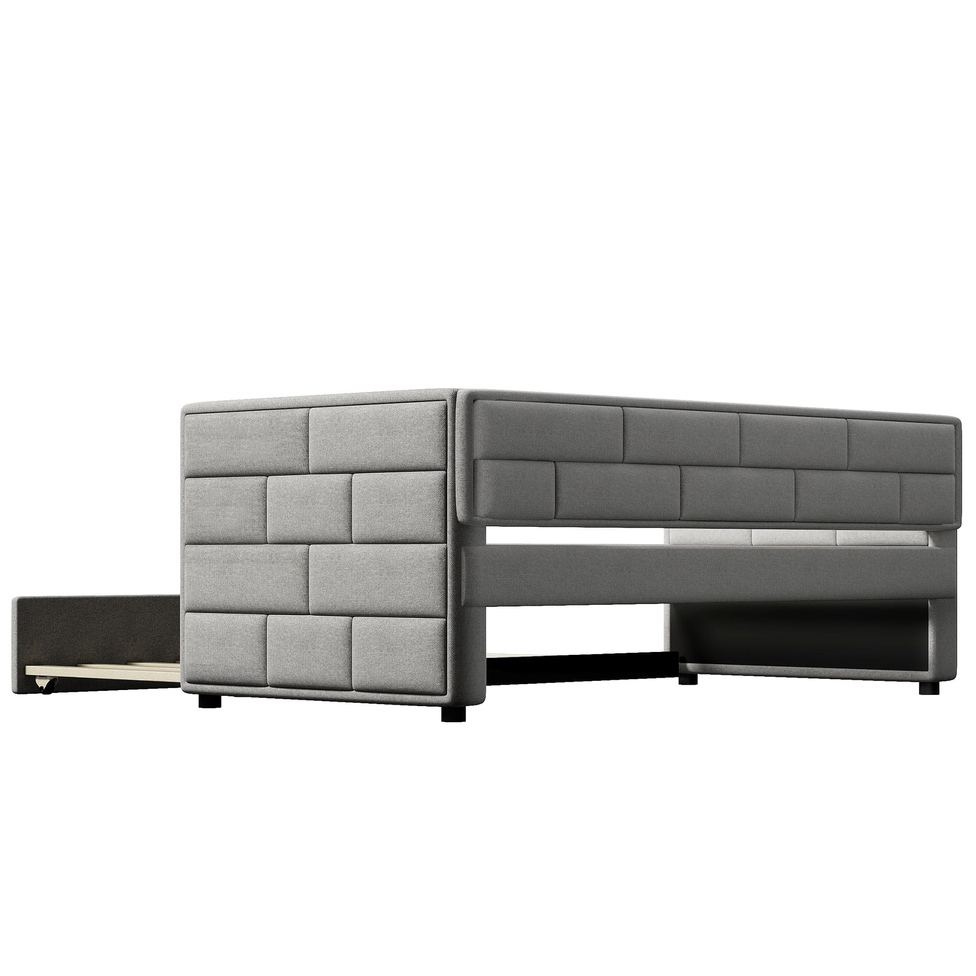 Euroco Modern Wood with Trundle Daybed, Twin, Gray