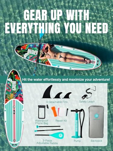 Niphean Inflatable Stand Up Paddle Board with SUP Accessories, Anti-Slip EVA Deck