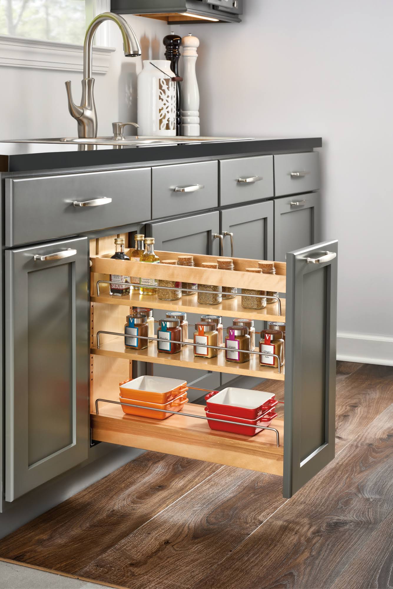 Rev-A-Shelf 448-BDDSC-11C 11 inch Door/Drawer Base Soft Close Cabinet Organizer