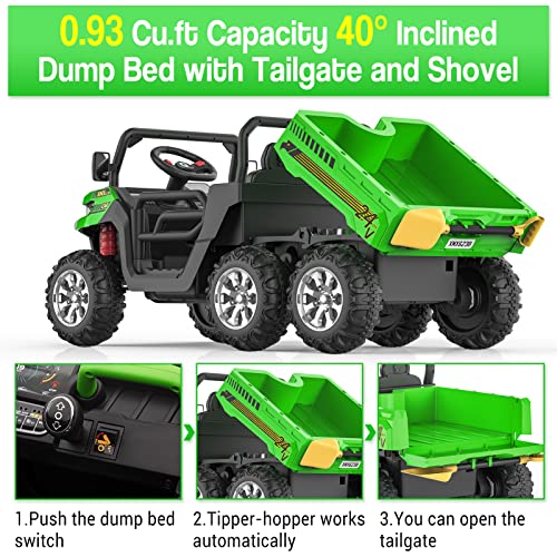 Hetoy Ride On Dump Truck for Kids Ride On Car with Remote Control Electric UTV Vehicles with Electric Dump Bed