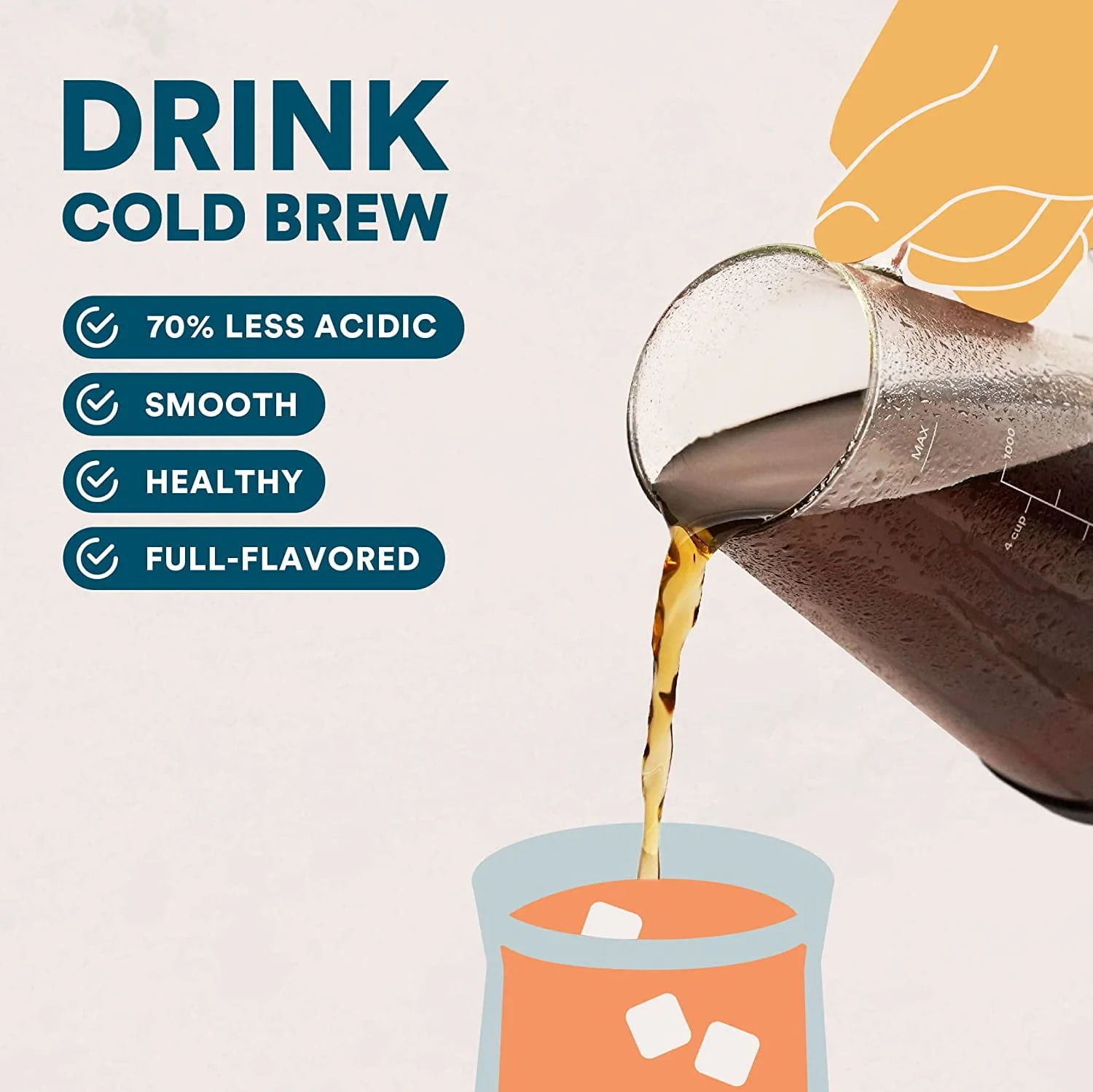 Airtight Cold Brew Iced Coffee Maker & Tea Infuser with Spout - 1L Ovalware RJ3 Brewing Glass Carafe