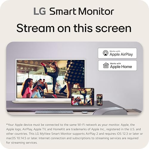 LG 32SR70U-W 32-Inch 4K UHD Smart Monitor with IPS Display webOS 23 USB Type-C Speakers x2 HDR 10 AirPlay 2 Screen Share Bluetooth Remote - White
