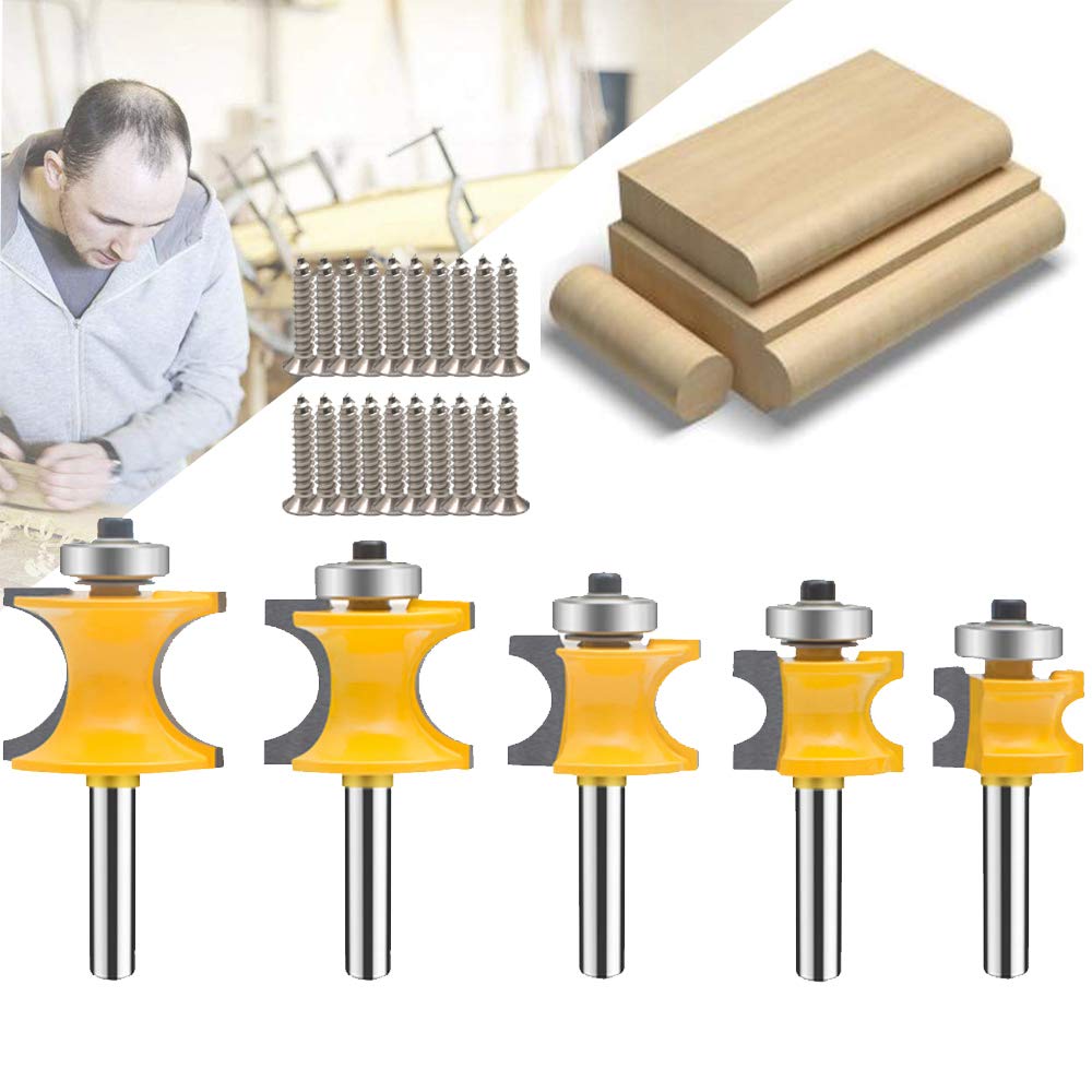 TAIWAIN 1/4 Inch Shank Router Bit Set 6 Finger Joint Woodworking Cutter 3PCS, Reversible Finger Glue Joinery Router Bits