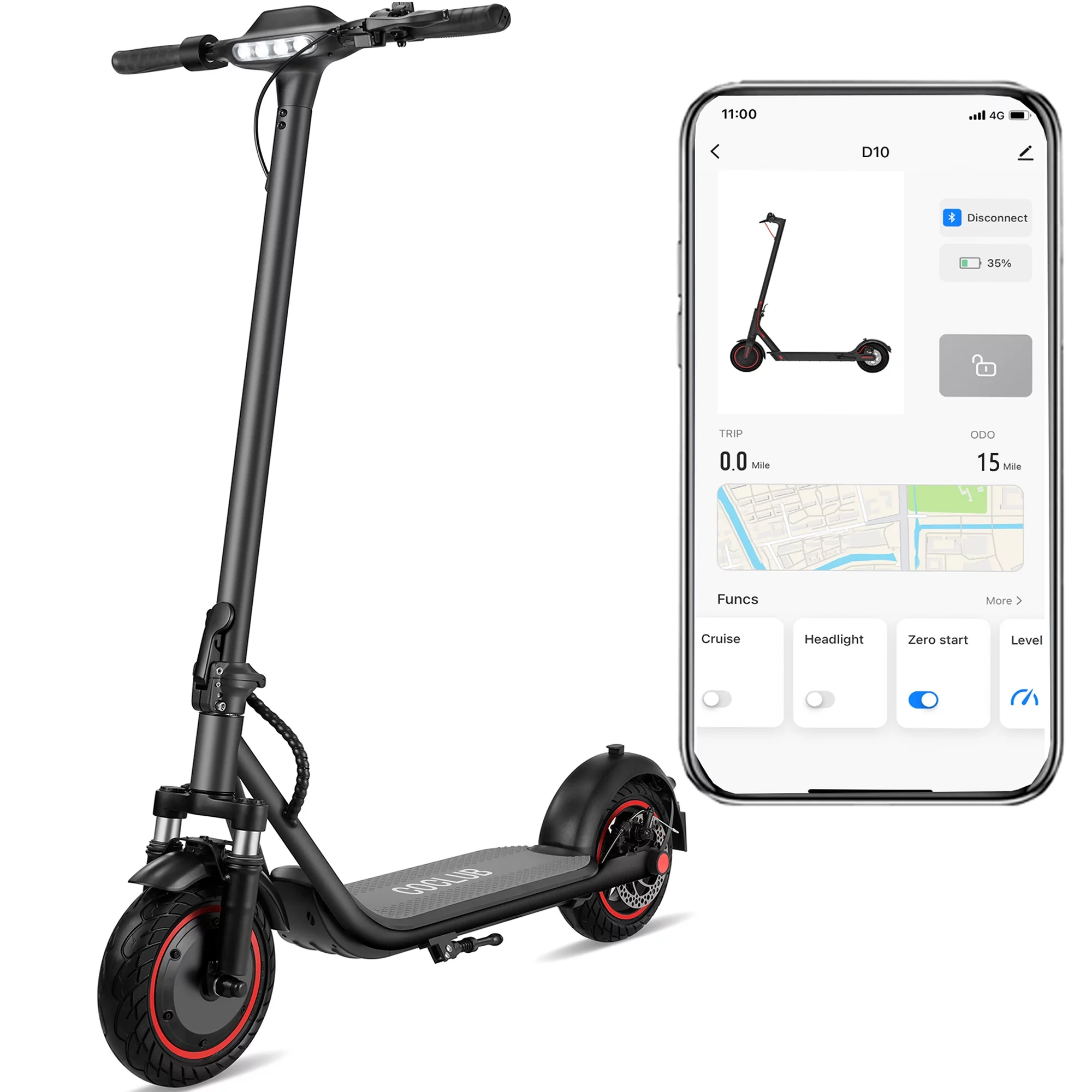 Adults Electric Scooter, 500W Motor up to 15 MPH,15 Miles Long-Range, 10" Solid Tires, Dual Braking Safety System