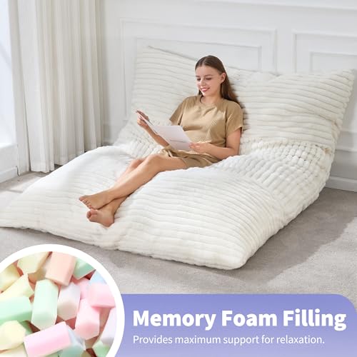 Hobestluk 3 in 1 Bean Bag Chair Giant Bean Bag Chairs Convertible Bean Bag Floor Cushion with Machine Washable Cover