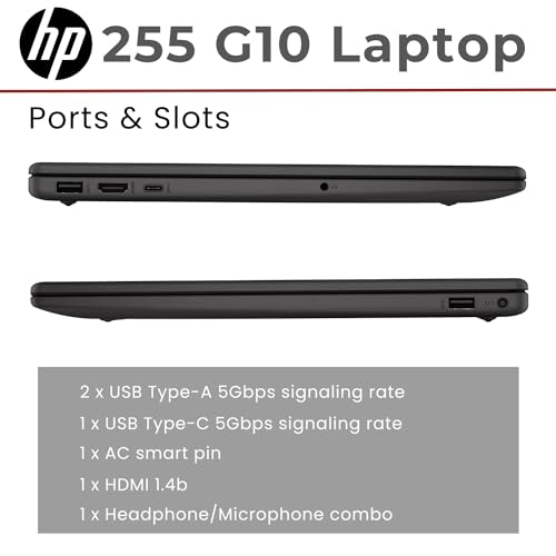 HP 255 G10 15.6" FHD Business Laptop, AMD Ryzen 7 7730U, 16GB RAM, 512GB PCIe SSD, Numeric Keypad, Webcam, Wi-Fi 6, HDMI, Windows 11 Pro, Black