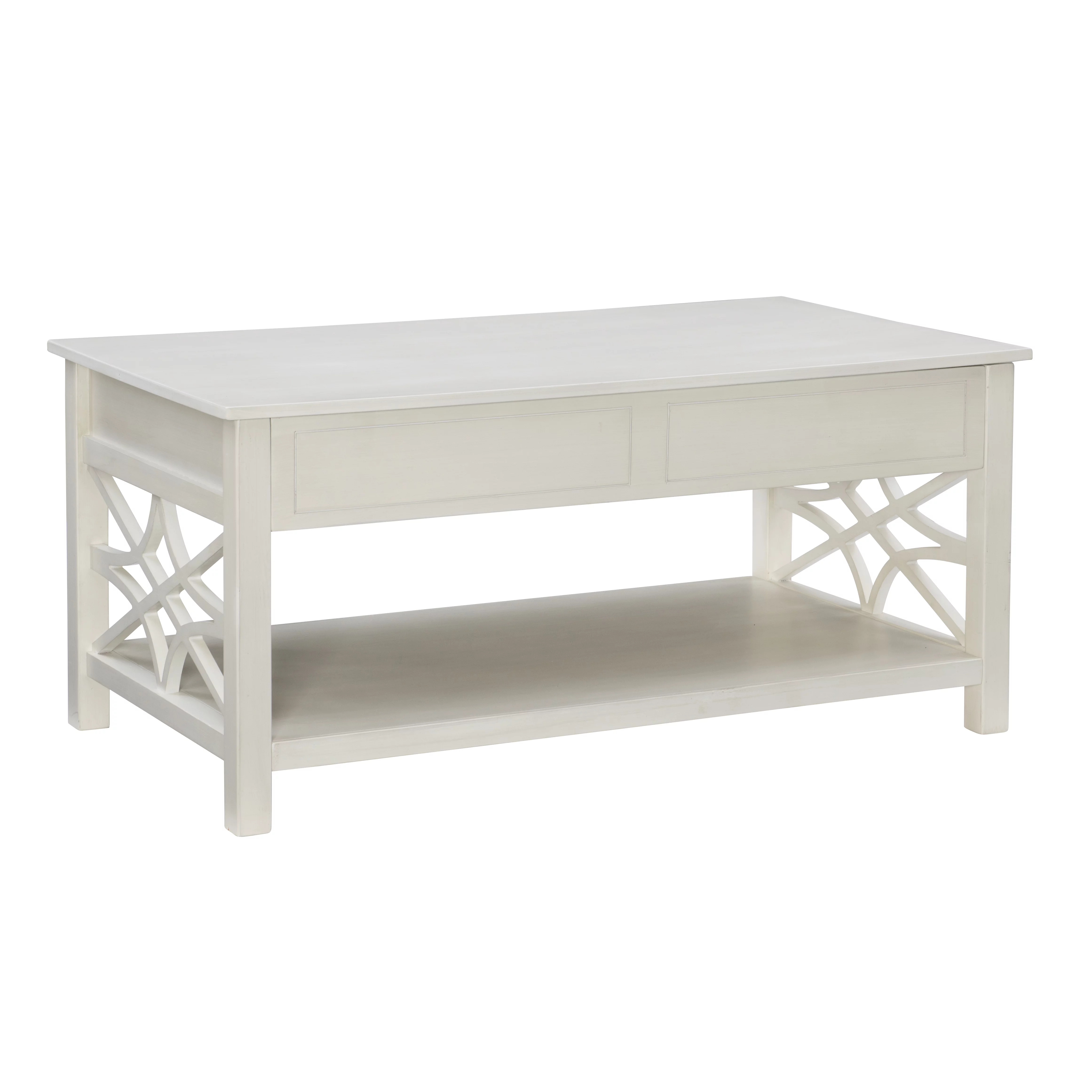 Linon Walton 2-Drawer Lift-Top Coffee Table, White