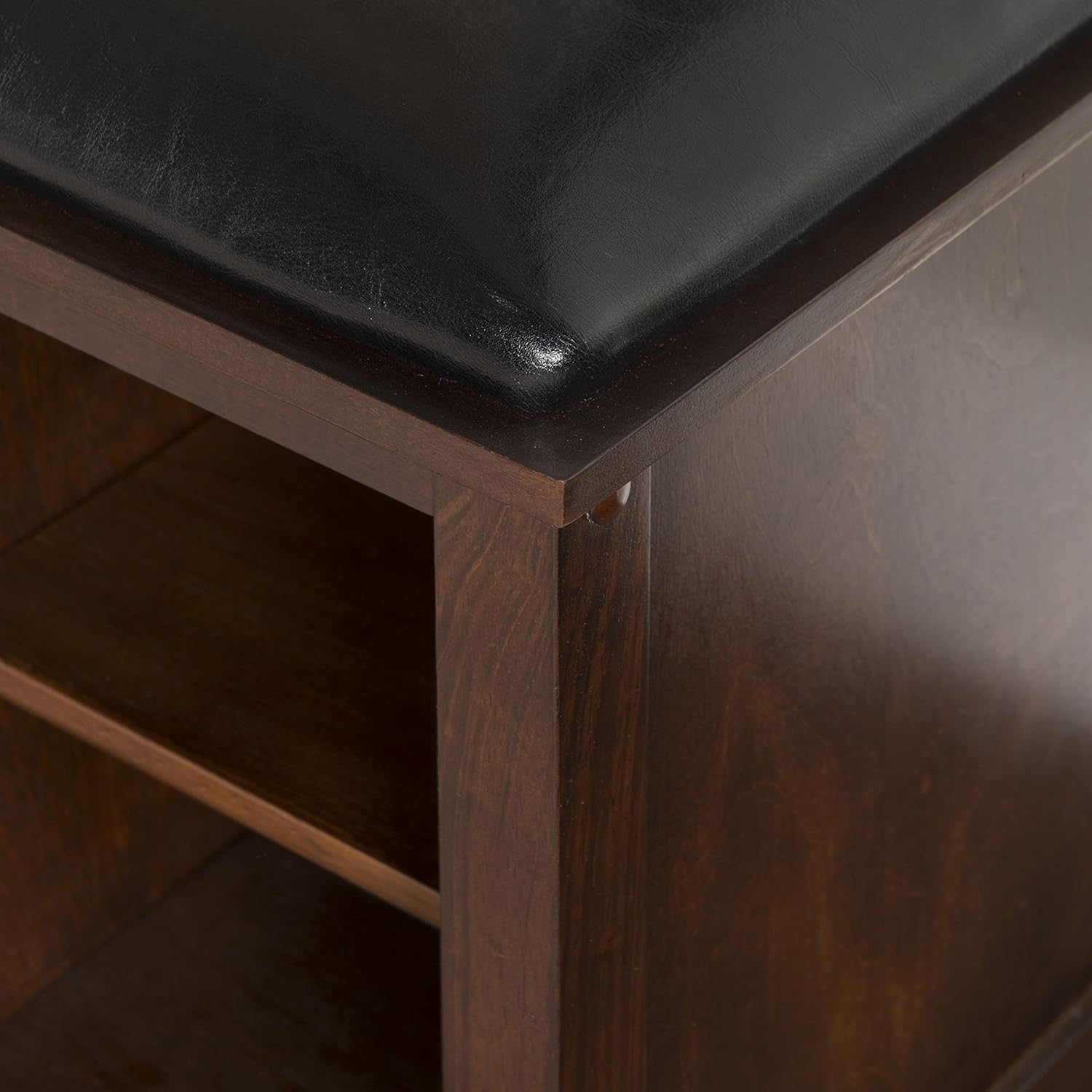 Linon Cape Anne Dark Walnut Bench, Brown, 45W x 17D x 19H