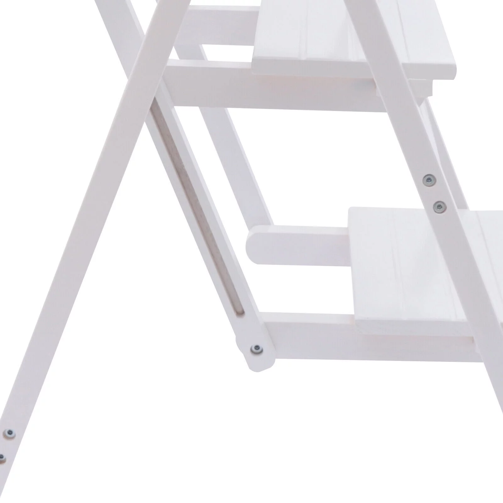 DENEST Folding Step Ladder 3-Layer Folding Wooden Step Stool Anti-Slip White 150kg
