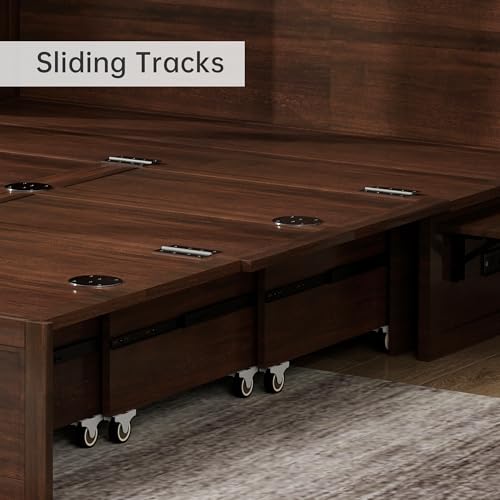 Murphy Bed Cabinet Full, Solid Wood Murphy Bed with 2 USB & 2 Charging Ports, Large Storage Drawer for Home Office or Small Space