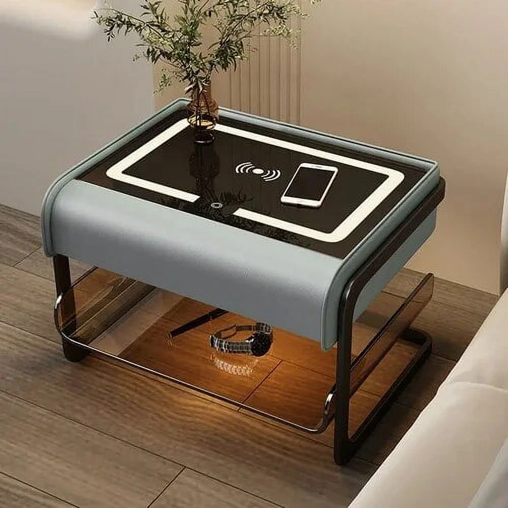 Smart Bedside Table Modern Simple Bedroom Luxury Nightstands Multifunctional Acrylic Wireless Charging Home  Furniture WKNS
