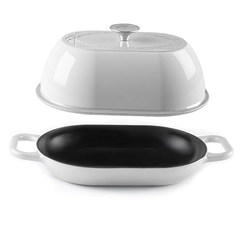 Enameled Cast Iron Dutch Oven for Professional Sourdough Bread Baking | 5.5 Quart Loaf Size Oval Cookware Pot with Lid | Triple-Layer Enamel Coating