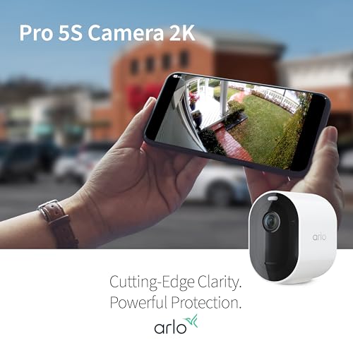 Arlo Pro 5S Spotlight Security Camera 2K HDR | Outdoor | Wireless | Dual-Band Wi-Fi Connects to Strongest Network |12X Zoom, 2-Way Audio, Siren
